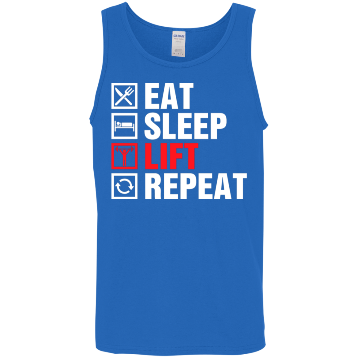 "Eat, Sleep, Lift, Repeat" Tank Top – Essential Workout Gear for Fitness Buffs and Weight Lifters!