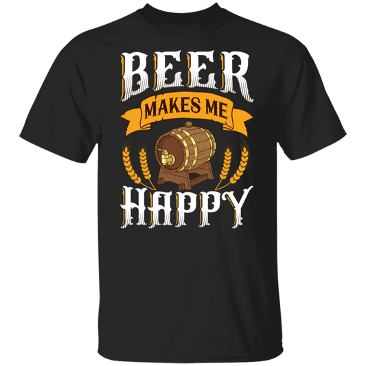 "Beer Makes Me Happy" T-Shirt – Cheers to Every Brew!