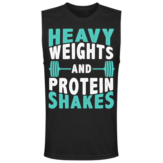 "Heavy Weights and Protein Shakes" Muscle Tee – Essential for Fitness Buffs & Gym Lovers!