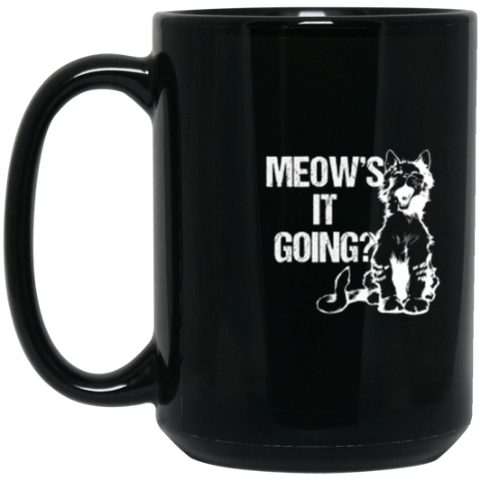 "Meow's It Going?" Cute Cat Coffee Mug for Cat Lovers & Cat Ladies!