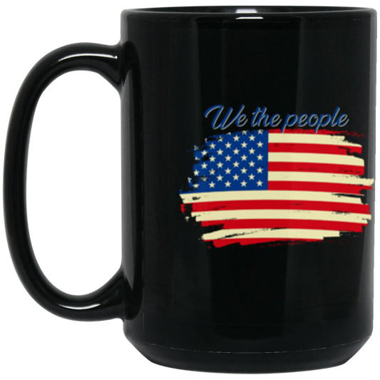 "We The People" Patriotic Coffee Mug with American Flag