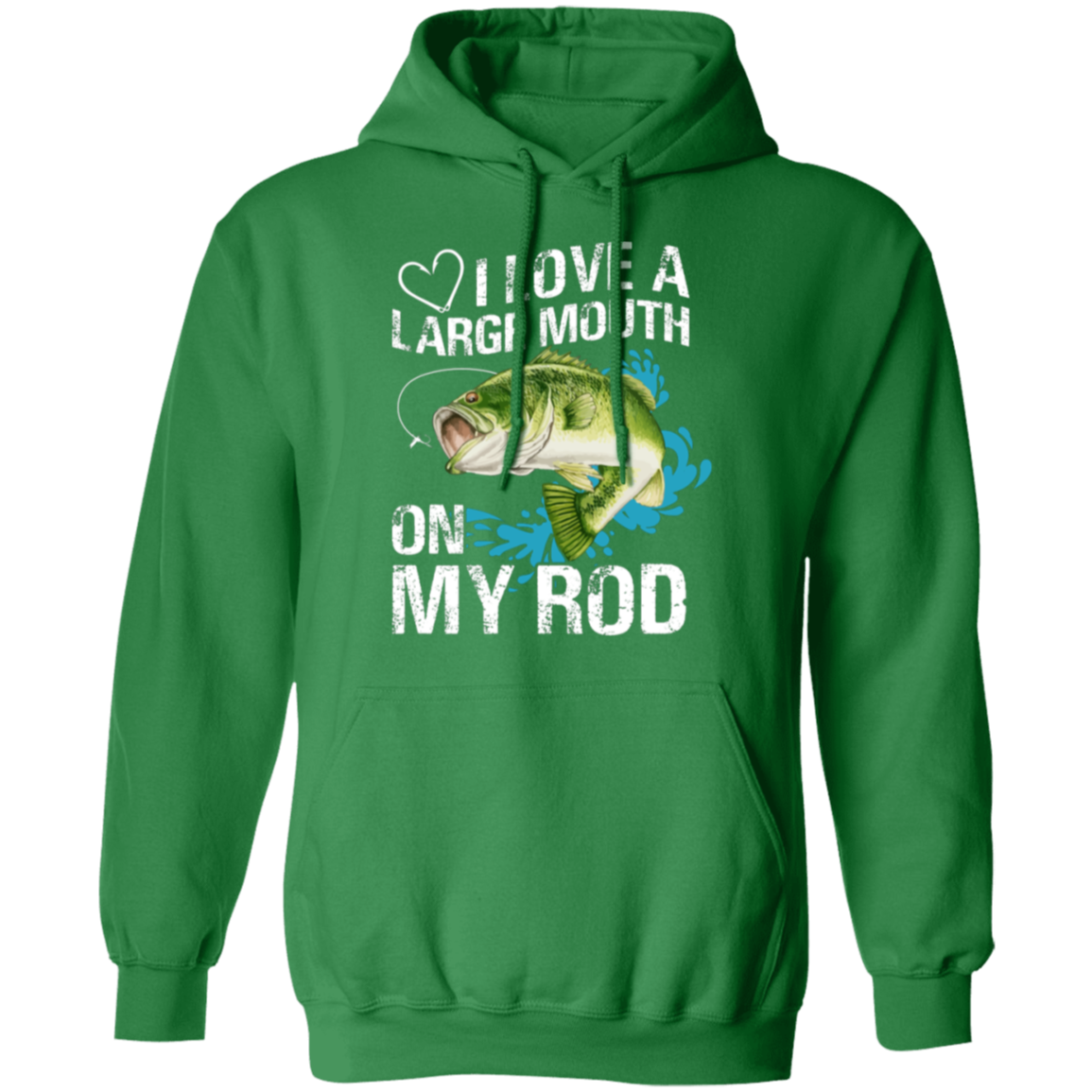 “I Love A Large Mouth On My Rod” Fishing Hoodie – Cozy & Fun Gift for Anglers!