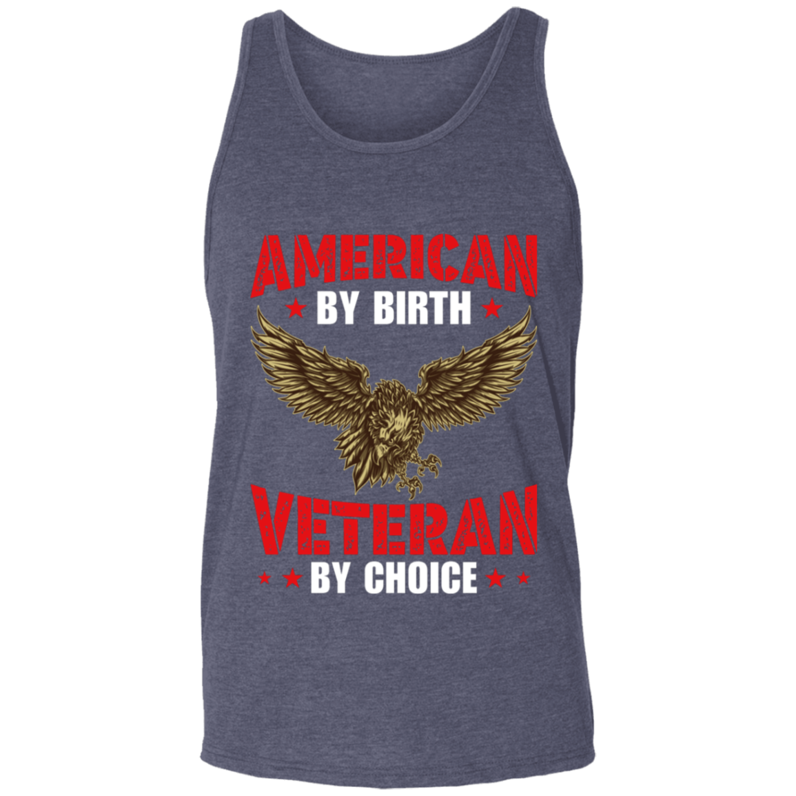 "American By Birth, Veteran By Choice" Patriotic Tank Top with Flying Eagle