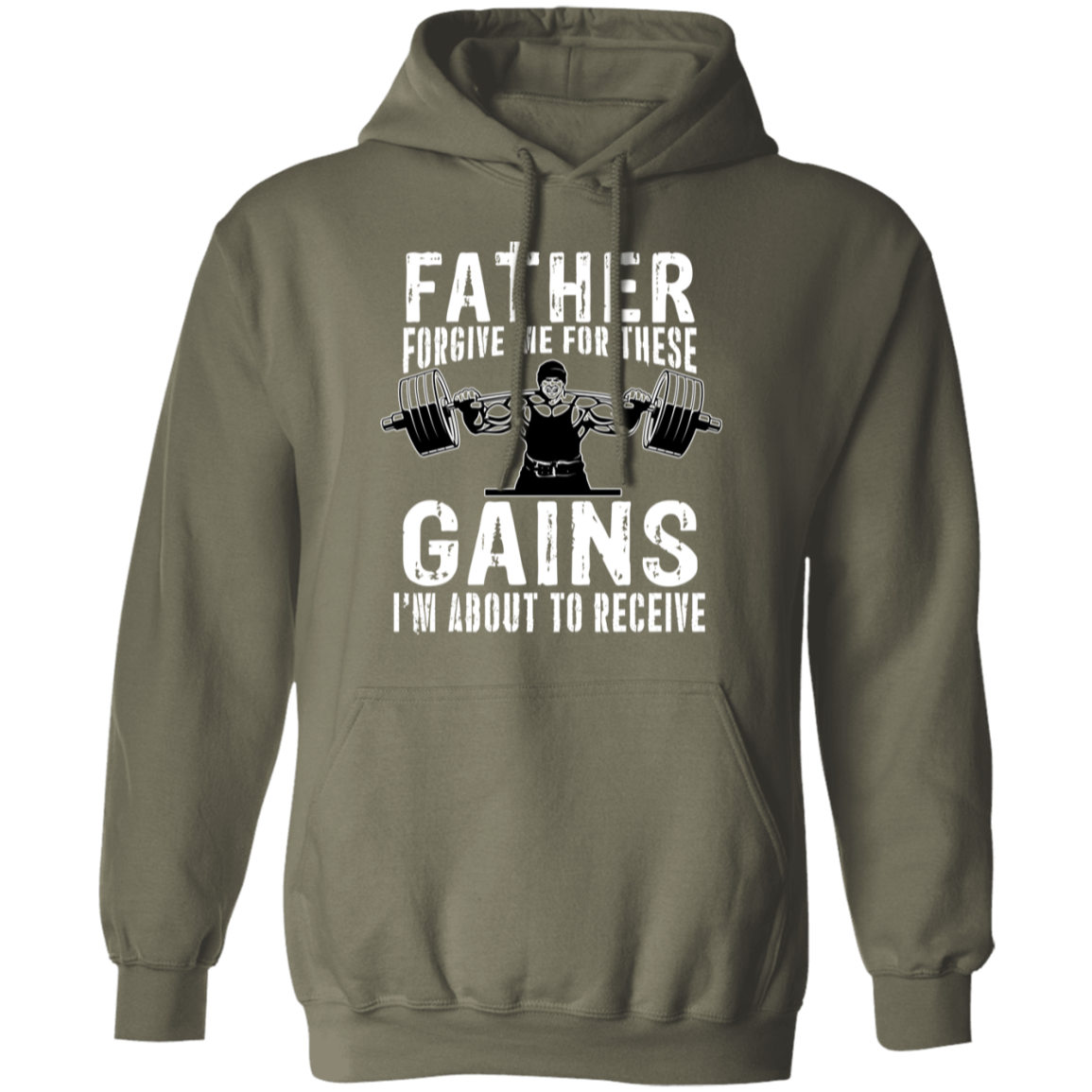 "Father Forgive Me For These Gains I'm About To Receive" Hoodie | Fitness Humor Gym Sweatshirt