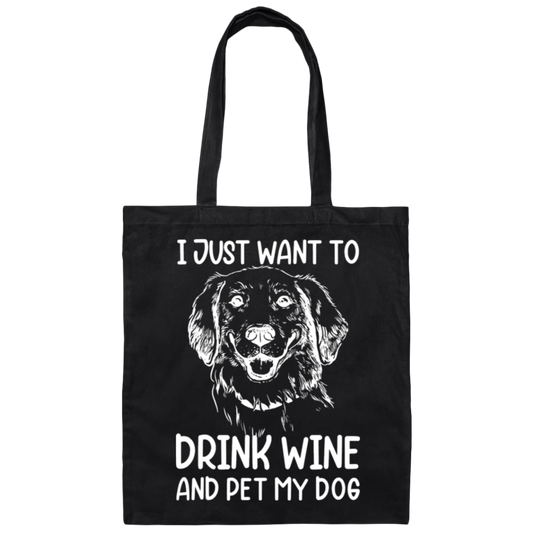 "Wine, Wag, and Unwind": Dog Lover's Tote Bag