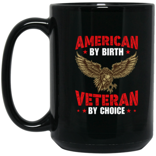 "American By Birth, Veteran By Choice" Patriotic Coffee Mug with Flying Eagle