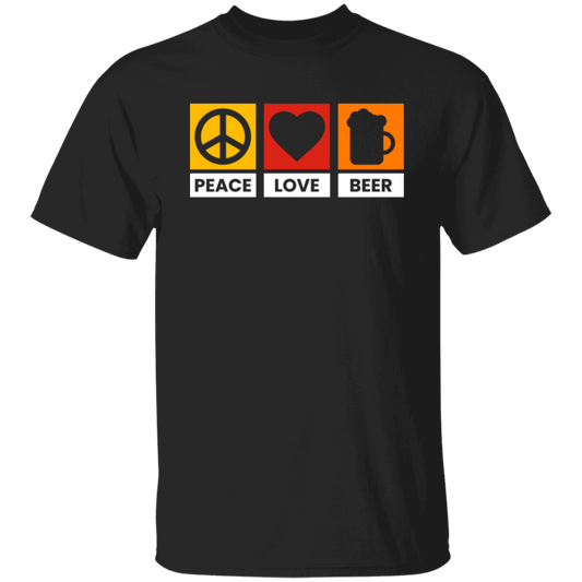 “Peace Love Beer” T-Shirt – Fun Tee for Beer Lovers, Happy Hour Fans, and Chill Vibes Seekers!