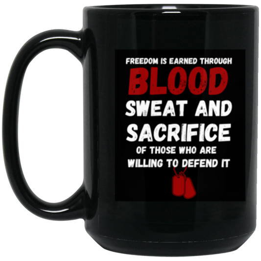 Freedom Earned – Patriotic Dog Tags Mug