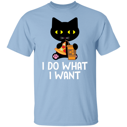 "I Do What I Want" Black Cat Pizza & Coffee T-Shirt – The Perfect Tee for Cat Lovers, Cat Owners & Cat Ladies!