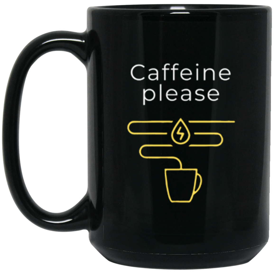 "Caffeine Please" Funny 15oz Coffee Mug – Perfect for Coffee Lovers!