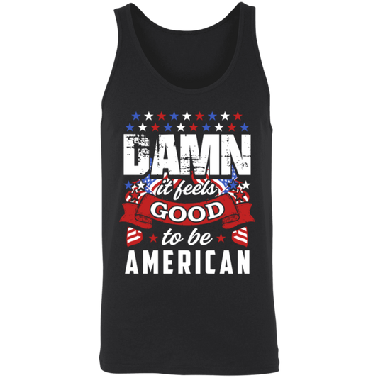 "Damn It Feels Good to Be American" Patriotic Unisex Tank Top – Keep Cool and Show Your USA Pride!