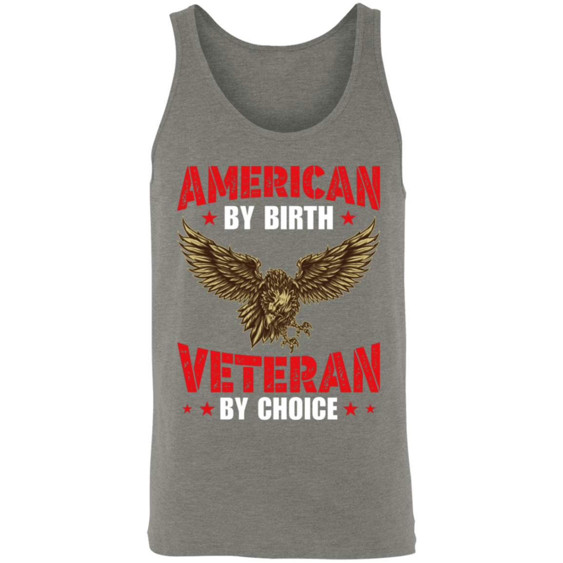 "American By Birth, Veteran By Choice" Patriotic Tank Top with Flying Eagle