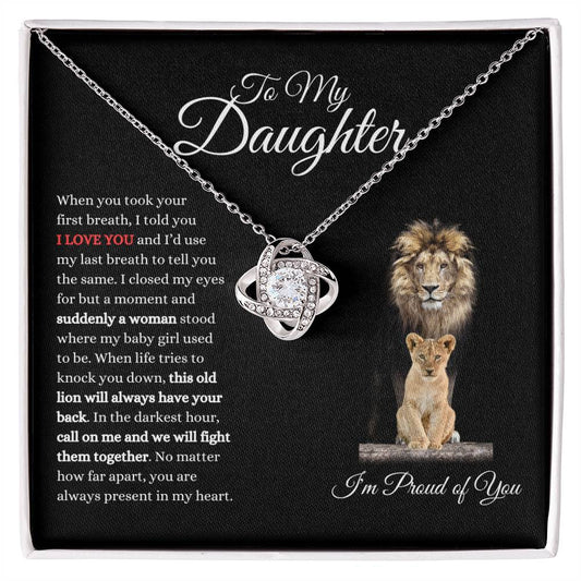 To My Daughter - Old Lion l Love Knot Necklace