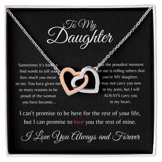 To My Daughter - Carry You In My Heart l Interlocking Hearts Necklace